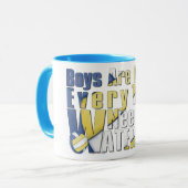 Waterboy-Volleyball in Blau und Gelb Tasse (Vorderseite Links)