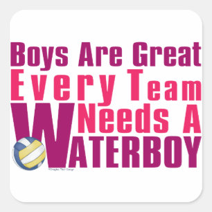 Waterboy Volleyball in Pink Quadratischer Aufkleber