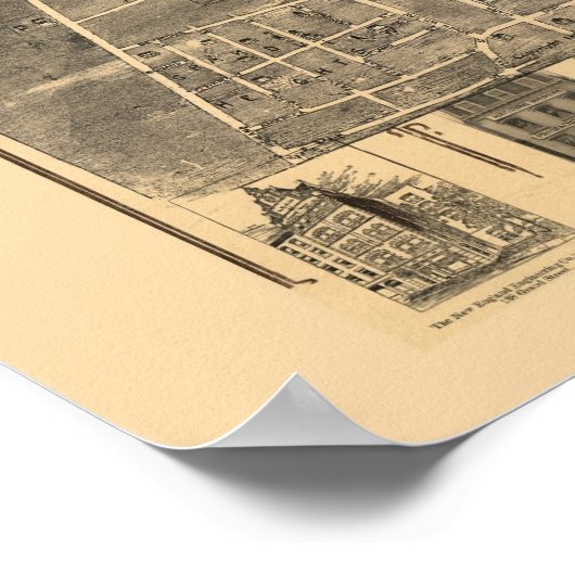 Waterbury, CT Panoramic Map - 1899 Poster (Ecke)