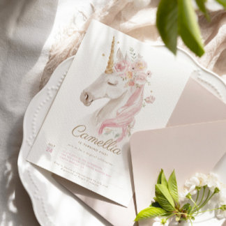 Watercol Unicorn Magical Birthday Party Einladung