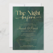 Watercolo Green Wedding Probe Dinner Einladung (Vorderseite)