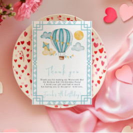 Watercolo Hot Air Ballon Kind 5. Geburtstagsparty Dankeskarte