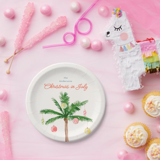 Watercolo Palm Tree Weihnachten im Juli Sommer Par Pappteller (Party)