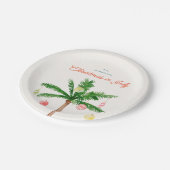 Watercolo Palm Tree Weihnachten im Juli Sommer Par Pappteller (Schrägansicht)