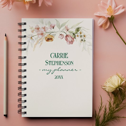 Watercolor 1600s Art Floral Spiral Planner Planer