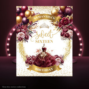 Watercolor 16 . Geburtstag Background Burgundy Dre Wandteppich