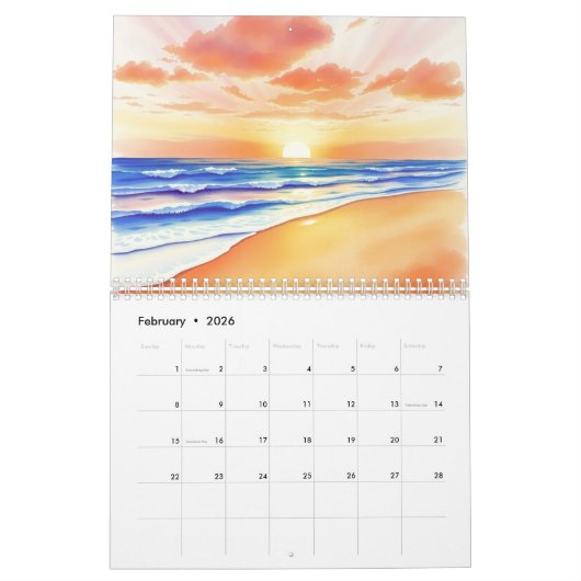 Watercolor 2025 Wall Calendar Kalender (Feb 2026)