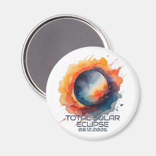 Watercolor 2026 Eclipse Keepsake Magnet (Vorderseite/Rückseite)