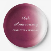 Watercolor 40 Jahre Ruby Wedding Pappteller (Vorderseite)