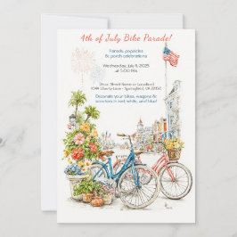 Watercolor 4. Juli Fahrradparade-Einladung Einladung