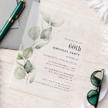Watercolor 60. Geburtstagsparty Eukalyptus Pergament Einladungen<br><div class="desc">Es könnte überraschen,  Party oder ein weiteres besonderes Jahrzehnt erreicht. Diese 60. Geburtstagsfeier mit eukalyptusgrünem Design und moderner beliebter Typografie kann leicht zu jedem Geburtstag oder Jubiläumsfest zum Anzug gebracht werden. Sie können den Wortlaut,  die Geburtstagsdetails und die Hintergrundfarbe ändern,  indem Sie auf die Schaltfläche "Personalisieren" klicken.</div>