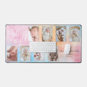 Watercolor 8-Foto Baby Collage mit individuellem S Schreibtischunterlage (Tastatur & Maus)