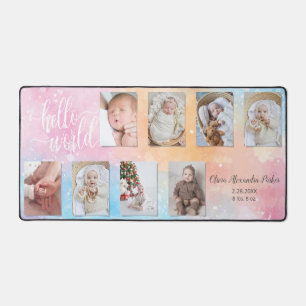 Watercolor 8-Foto Baby Collage mit individuellem S Schreibtischunterlage