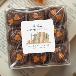 Watercolor A New Chapter Begins Baby Shower Quadratischer Aufkleber