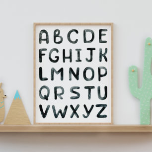 Watercolor ABCs Alphabet Poster