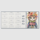 Watercolor Abstract Cat Dressed Florals Calendar Magnetkarte (Vorderseite)