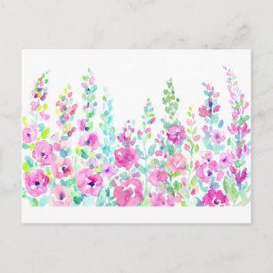 Watercolor abstract floral bed postkarte
