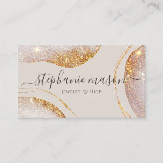 Watercolor Abstrakt Gold Glitzer Business Card Telefonnummerkarte