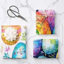 Watercolor Abstrakt Ostereier Wrap