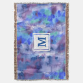 Watercolor-abstraktes handgemaltes blaues lila decke (Vorderseite Vertikal)