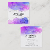 *~* Watercolor-abstraktes magentarotes blaues Quadratische Visitenkarte (Vorne/Hinten)
