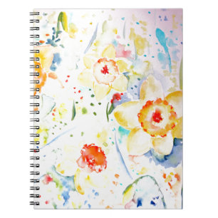 Watercolor-abstraktes Narzissen-Muster Notizblock