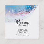 *~* Watercolor-abstraktes PastellGlitzer-Blau Quadratische Visitenkarte (Rückseite)