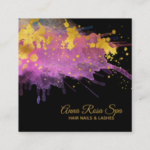 *~* Watercolor-abstraktes rosa GoldLuxe Quadratische Visitenkarte