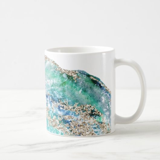*~* Watercolor-Achat Geode Felsen-GoldGlitzer Kaffeetasse (Rechts)