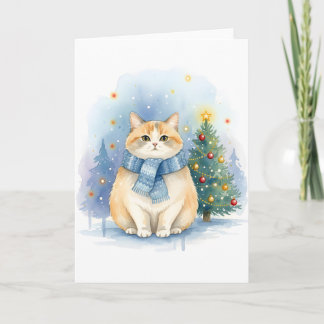 Watercolor Adorable Orange Tabby Holiday Greeting Karte