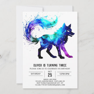 Watercolor Adorable Wolf Digital Boy Geburtstag Einladung