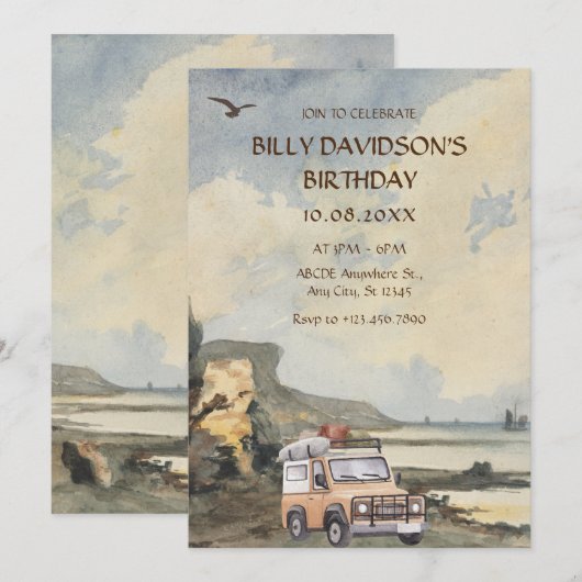 Watercolor Adventure Einladung (Vorne/Hinten)