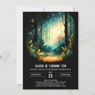 Watercolor Adventure Forest Woodland Geburtstag Einladung