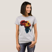 Watercolor Africa Sunset Silhouette Art Print T-Shirt (Vorne ganz)