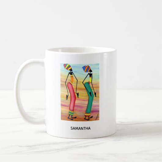 Watercolor African Art Inspiration Walk Kaffeetasse (Links)