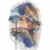 Watercolor African Savanna Lion Aufkleber (Vorderseite)