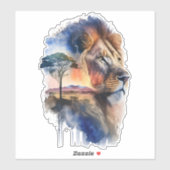Watercolor African Savanna Lion Aufkleber (Blatt)