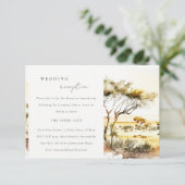 Watercolor Afrikanische Landschaft Hochzeitsempfan Begleitkarte (Stehend Vorderseite)