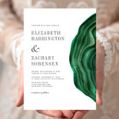 Watercolor Agate Emerald Green Wedding Einladung