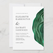 Watercolor Agate Emerald Green Wedding Einladung (Vorderseite)