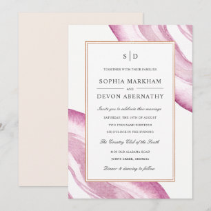Watercolor Agate Slice Wedding Einladung Mauve P