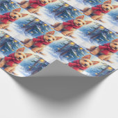 Watercolor Airedale Terrier Snowy Christmas Geschenkpapier (Ecke)