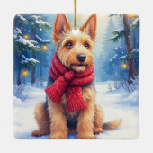 Watercolor Airedale Terrier Snowy Christmas Keramikornament (Rückseite)