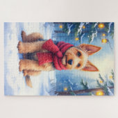 Watercolor Airedale Terrier Snowy Christmas Puzzle (Horizontal)