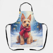 Watercolor Airedale Terrier Snowy Christmas Schürze (Vorderseite)