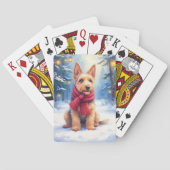 Watercolor Airedale Terrier Snowy Christmas Spielkarten (Rückseite)