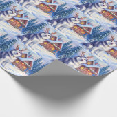 Watercolor Alaskan Malamute Reindeer Christmas Geschenkpapier (Ecke)