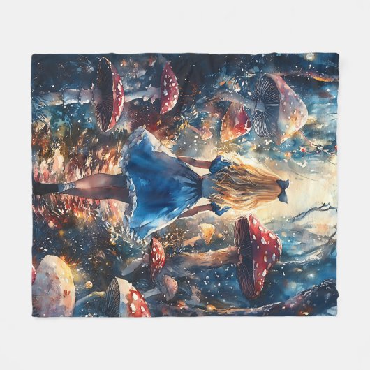 Watercolor Alice in Wonderland Fleecedecke (Vorderseite (Horizontal))