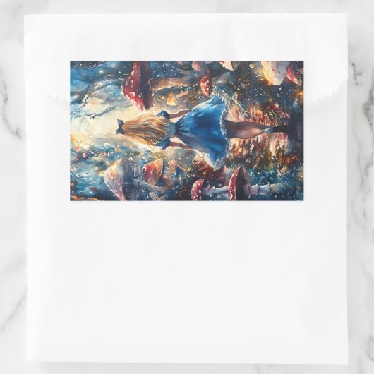 Watercolor Alice in Wonderland Rechteckiger Aufkleber (Tasche)