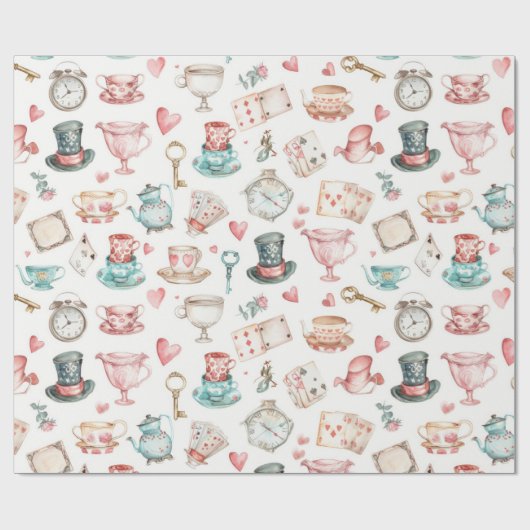 Watercolor Alice Pattern Geschenkpapier (Flach)